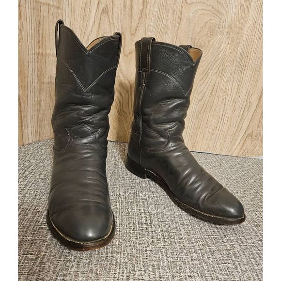 Justin Gray Roper Western Cowboy Boots Mens Size 7.5E Leather 3025 Pull-On - Picture 1 of 7